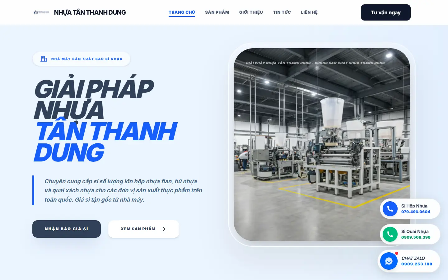 TÂN THANH DUNG public website presenting its plastic manufacturing solutions